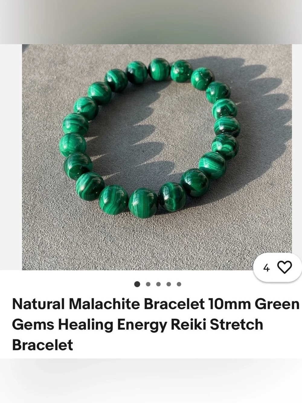#2944**Malachite Bead Stretch Bracelet - Green